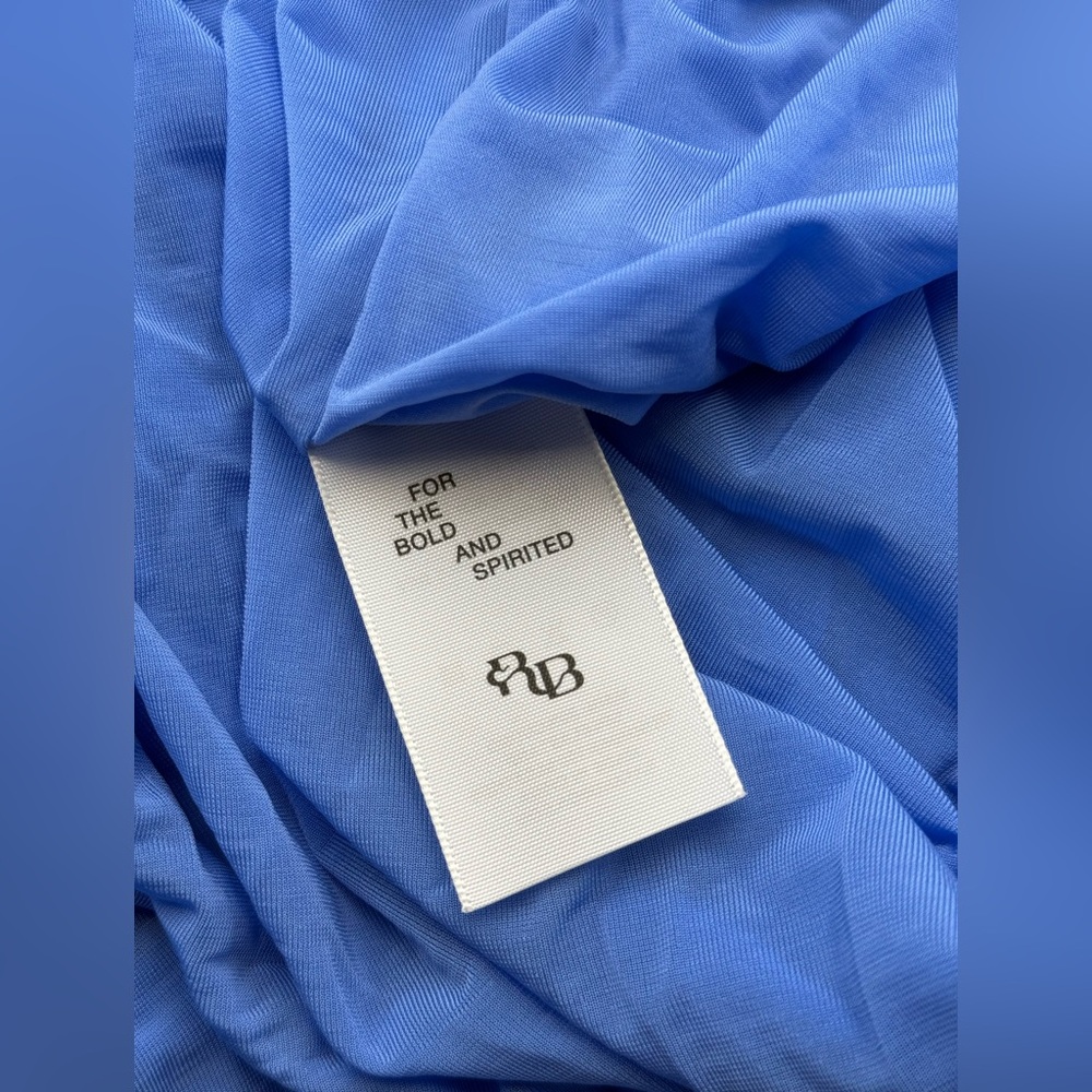 🆕 RAT & BOA 🧿 NWOT Antonie Blue Draped Maxi Dress with Leather Belt, Sz S / M - Picture 15 of 16
